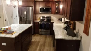 Kitchen renovation with new cabinets and countertops